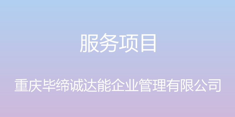 服务项目 - 重庆毕缔诚达能企业管理有限公司