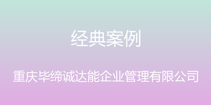 经典案例 - 重庆毕缔诚达能企业管理有限公司