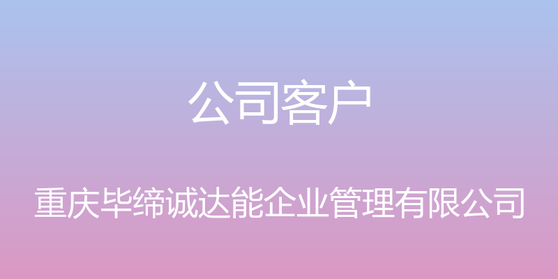 公司客户 - 重庆毕缔诚达能企业管理有限公司