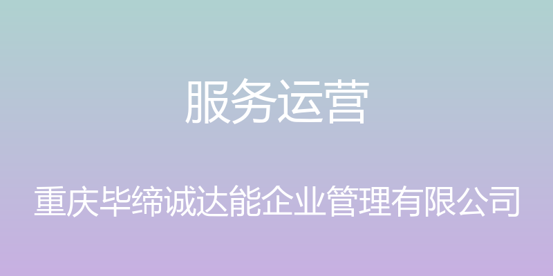 服务运营 - 重庆毕缔诚达能企业管理有限公司